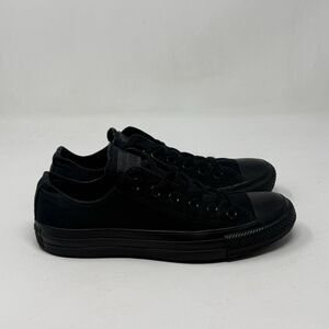 Converse All Star Shoes Womens 7 Triple Black Canvas Low Top Retro Sneakers